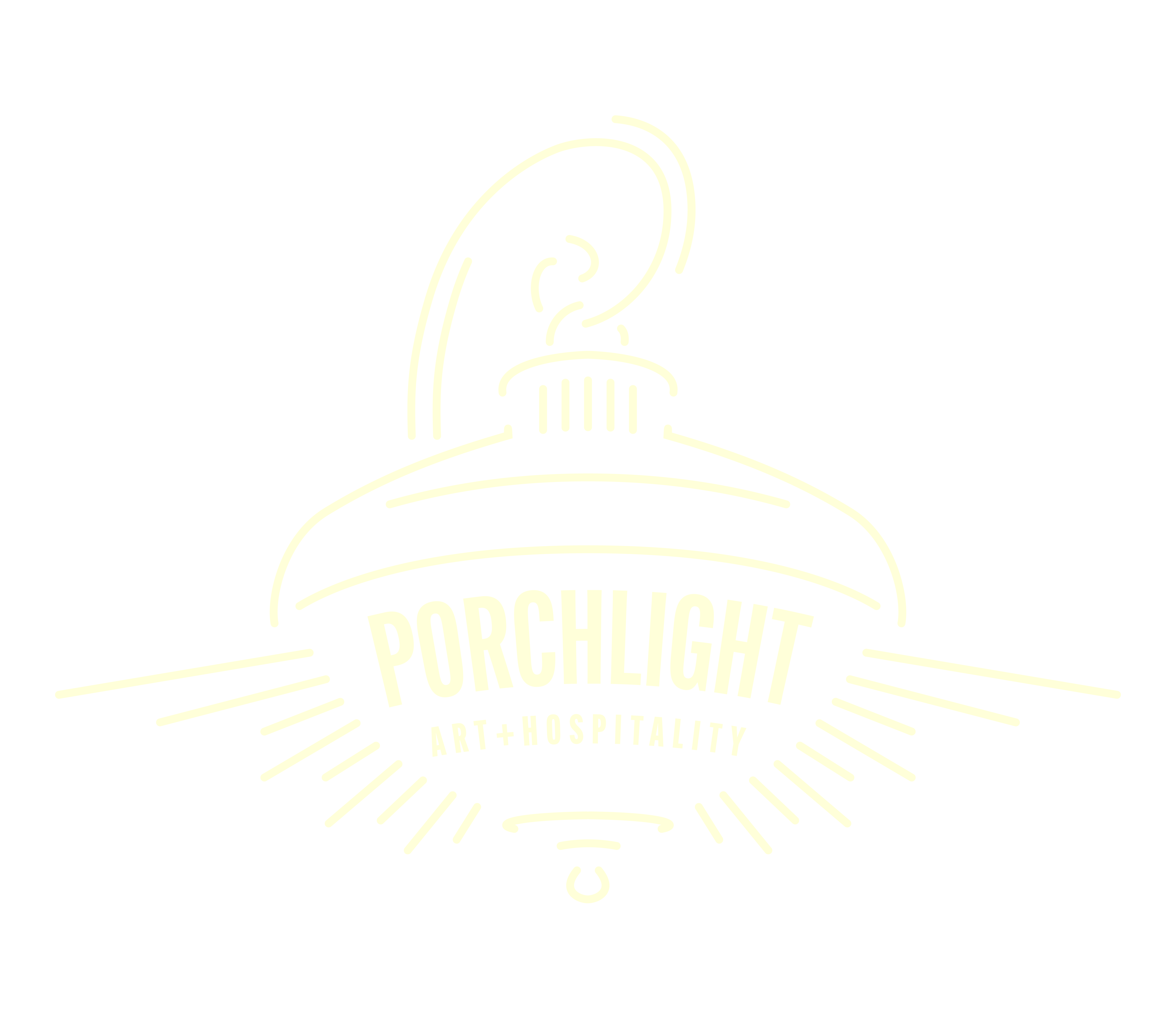 Porchlight logo of lantern with Porchlight art + hospitality text inside